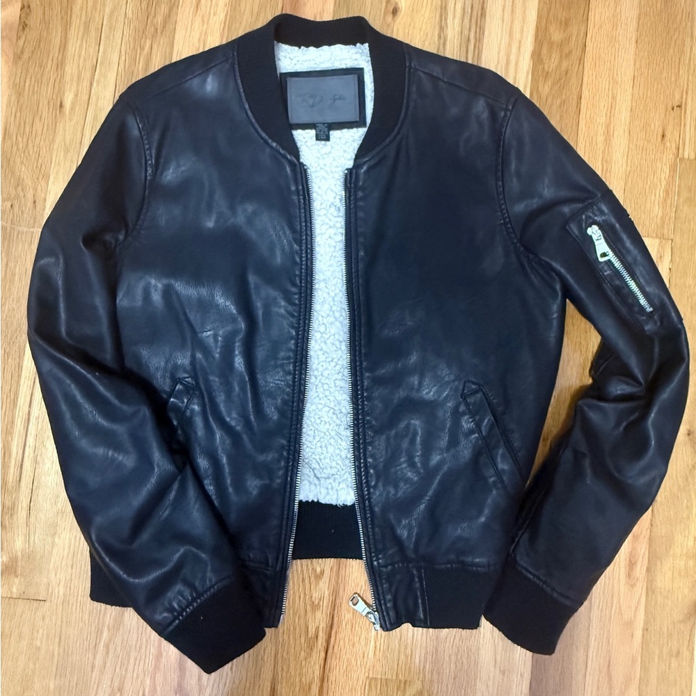 Women’s Black Leather Bomber Jacket